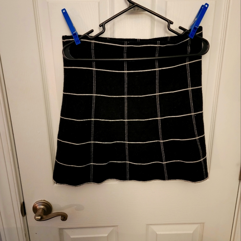 Black and White Wool Skirt